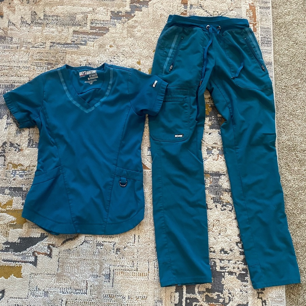 Grey's Anatomy Teal Medical Scrub Top & Pant Set